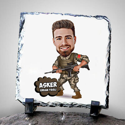Asker Karikatürlü Taş Baskı - 1