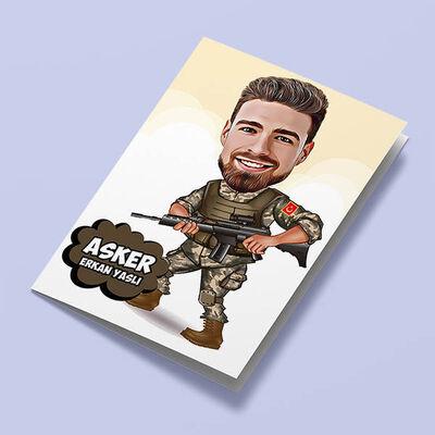 Asker Karikatürlü Tebrik Kartı - 1