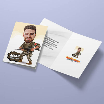 Asker Karikatürlü Tebrik Kartı - 3