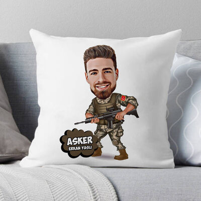 Asker Karikatürlü Yastık - 1