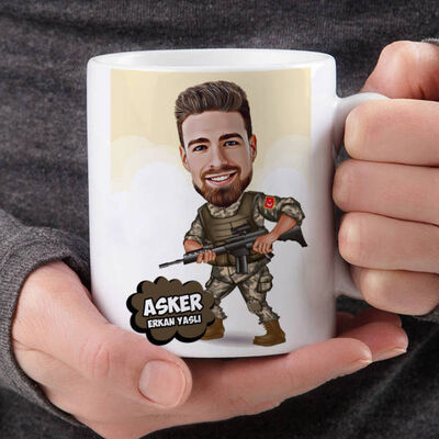 Askerlere Özel Karikatürlü Kupa Bardak - 1