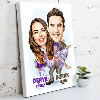 Aşkımı Buldum Karikatürlü Kanvas Tablo - 2