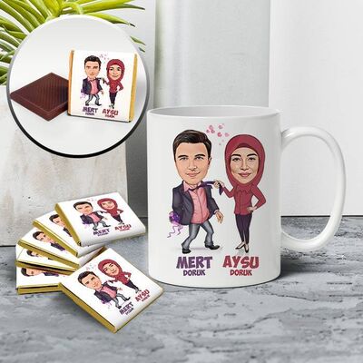 Asla Bırakmam Karikatürlü Kupa ve Çikolata - 1