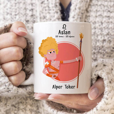 Aslan Burcu Erkeğe Hediye Kupa Bardak - 1