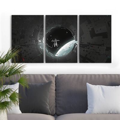 Astronot 3 Parçalı Kanvas Tablo - 3