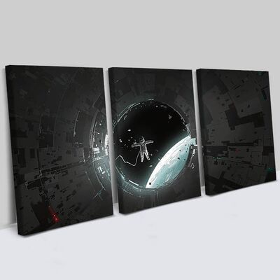 Astronot 3 Parçalı Kanvas Tablo - 1