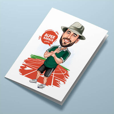 Atletizm Yapan Erkek Karikatürlü Tebrik Kartı - 1