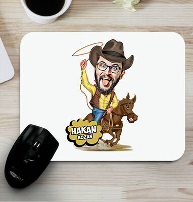Atlı Kovboy Karikatürlü Mouse Pad - 1