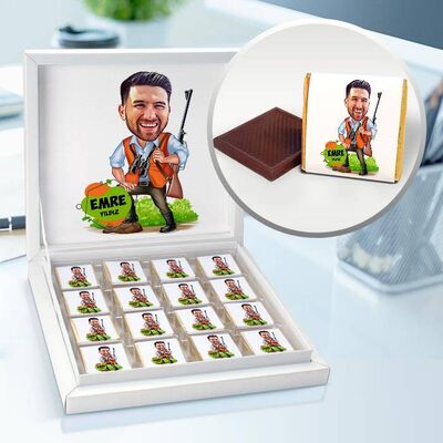 Avcı Erkek Karikatürlü Çikolata Kutusu - 1
