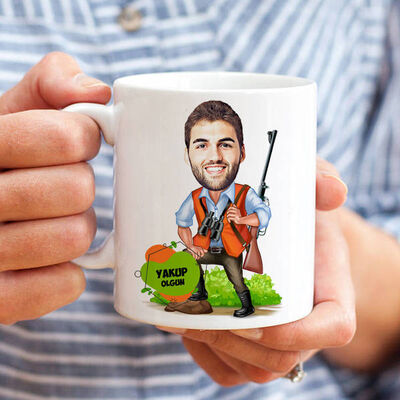 Avcı Erkek Karikatürlü Kupa Bardak - 1