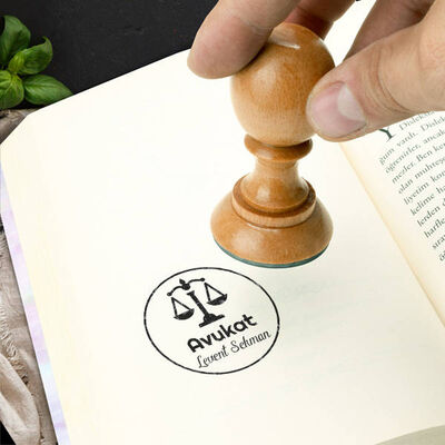 Avukat İçin Ahşap Mühür Seti - 5