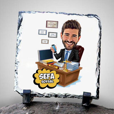 Avukat Karikatürlü Taş Baskı - 1