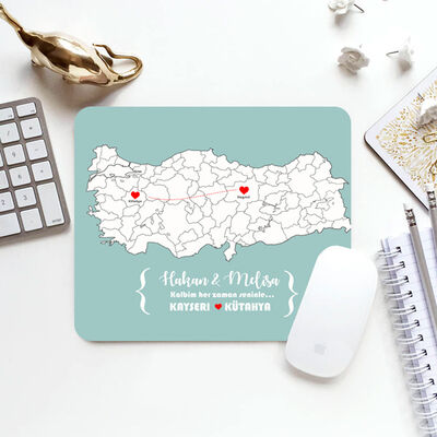 Ayrı Şehirlerde Olsak da Kalplerimiz Bir Mousepad - 1