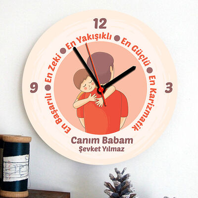 Baba Sevgisi Kişiye Özel Duvar Saati - 1