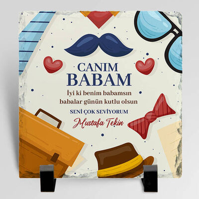 Baba Sevgisi Mesajlı Taş Blok - 1