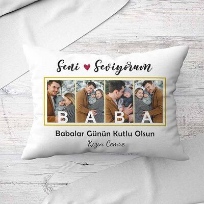 Baba Temalı Kişiye Özel Fotoğraflı Yastık - 1