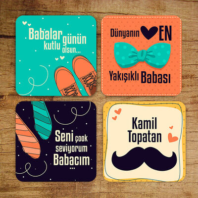 Babalar Günü 4'lü Bardak Altlığı - 1