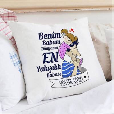 Babası ve Kızı Sevimli Yastık - 1