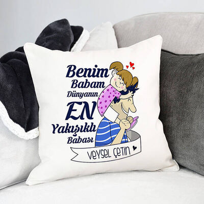 Babası ve Kızı Sevimli Yastık - 4