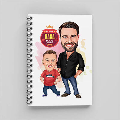 Babasını Çok Seven Erkek Çocuk Karikatürlü Defter - 1