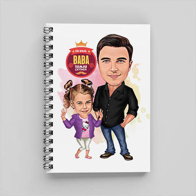 Babasını Çok Seven Kız Çocuk Karikatürlü Defter - 1