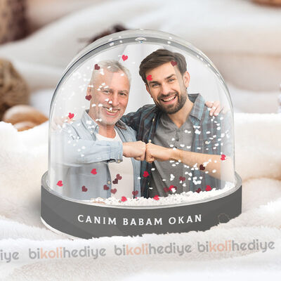 Babaya Hediye Fotoğraflı Kar Küresi - 4