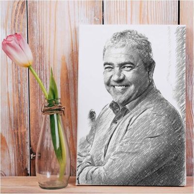 Babaya Hediye Karakalem Efektli Kanvas Tablo - 1