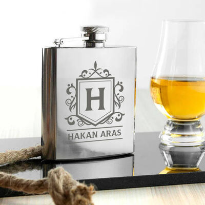 Babaya Hediye Premium Kanyak Matarası 6 Oz Gümüş - 1