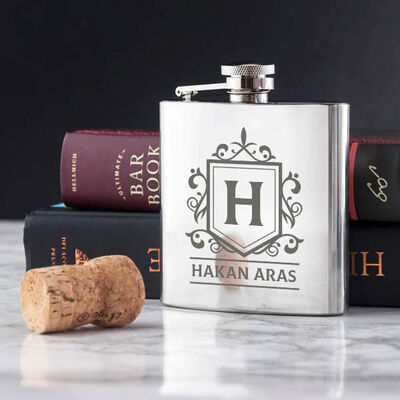 Babaya Hediye Premium Kanyak Matarası 6 Oz Gümüş - 3