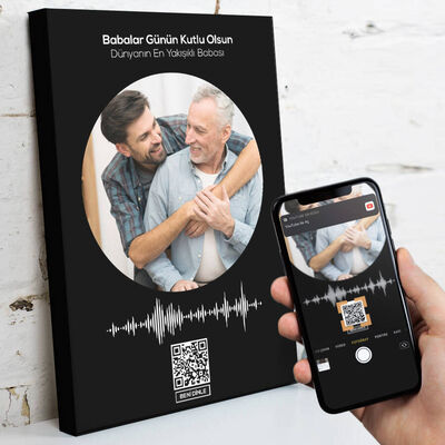 Babaya Özel Ses İzi Fotoğraflı Kanvas Tablo - 1