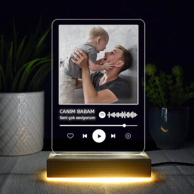 Babaya Özel Spotify Ses İzi 3D Led Lamba - 1
