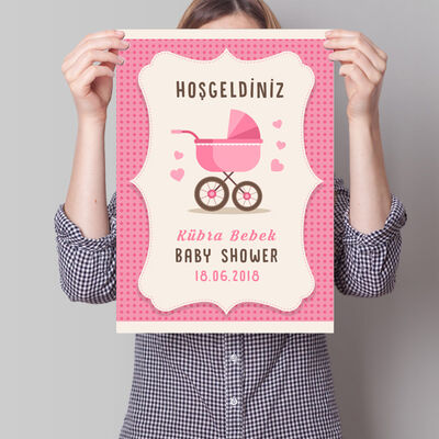 Baby Shower Posteri Bebek Arabası Temalı - 1