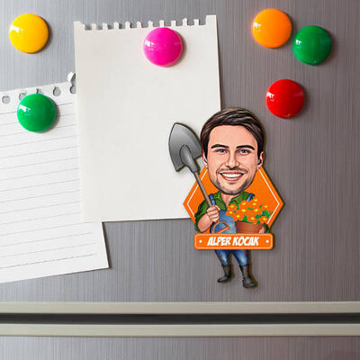 Bahçe İşleri Seven Erkek Karikatürlü Buzdolabı Magneti - 1