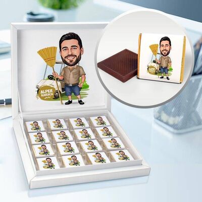 Bahçe İşlerini Seven Erkek Karikatürlü Çikolata Kutusu - 1