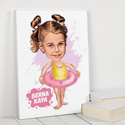 Balerin Kız Karikatürlü Kanvas Tablo - 1