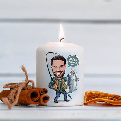 Balık Tutan Erkek Karikatürlü Mum - 1