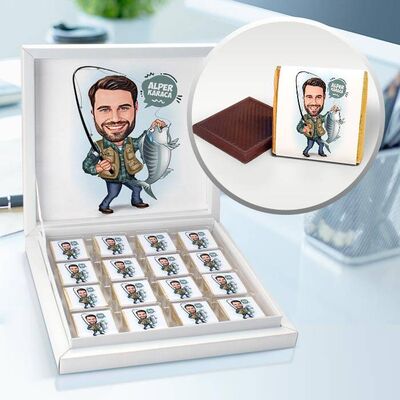 Balık Tutmayı Seven Adam Karikatürlü Çikolata Kutusu - 1