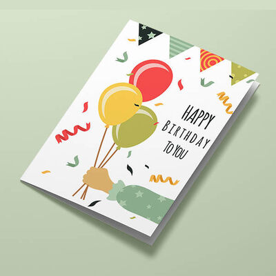 Balon Desenli Happy Birthday Tebrik Kartı - 1