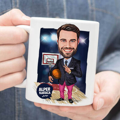 Basket Koçu Erkek Karikatürlü Kupa Bardak - 1