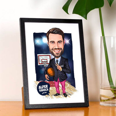 Basket Koçu Erkek Karikatürlü Resim Çerçevesi - 1