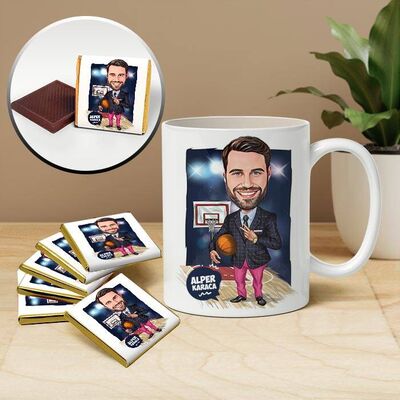 Basket Koçu Karikatürlü Kupa ve Çikolata - 1