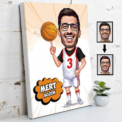 Basketbol Meraklısı Karikatürlü Kanvas Tablo - 1