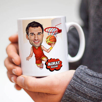 Basketbol Meraklısı Karikatürlü Kupa Bardak - 1