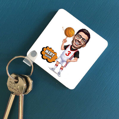 Basketbol Oyuncusu Karikatürlü Anahtarlık - 1
