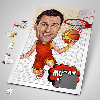 Basketbol Oyuncusu Karikatürlü Puzzle - 1