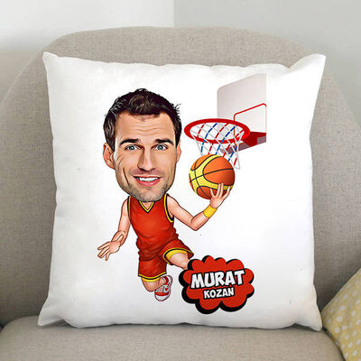 Basketbol Oyuncusu Karikatürlü Yastık - 1