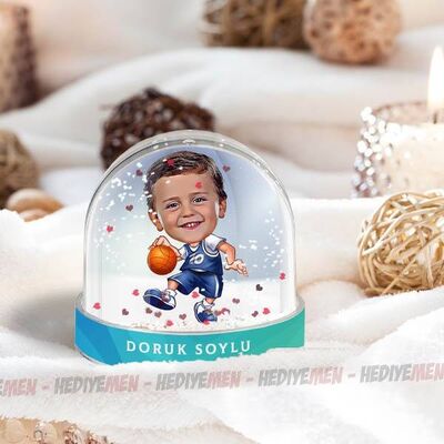 Basketbolcu Çocuk Karikatürlü Kar Küresi - 1