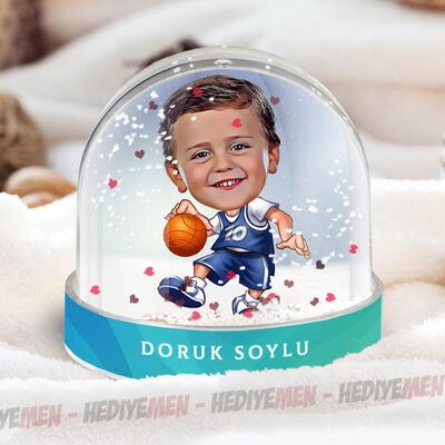 Basketbolcu Çocuk Karikatürlü Kar Küresi - 3