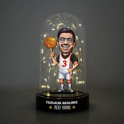 Basketbolcu Karikatürlü Işıklı Fanus Biblo - 1