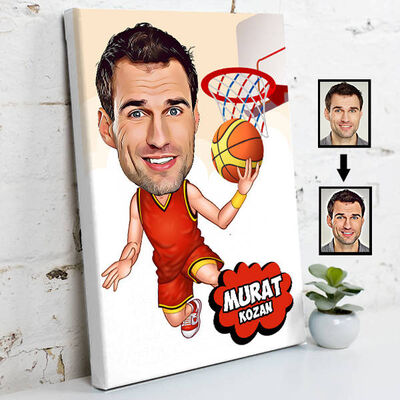 Basketbolcu Karikatürlü Kanvas Tablo - 1